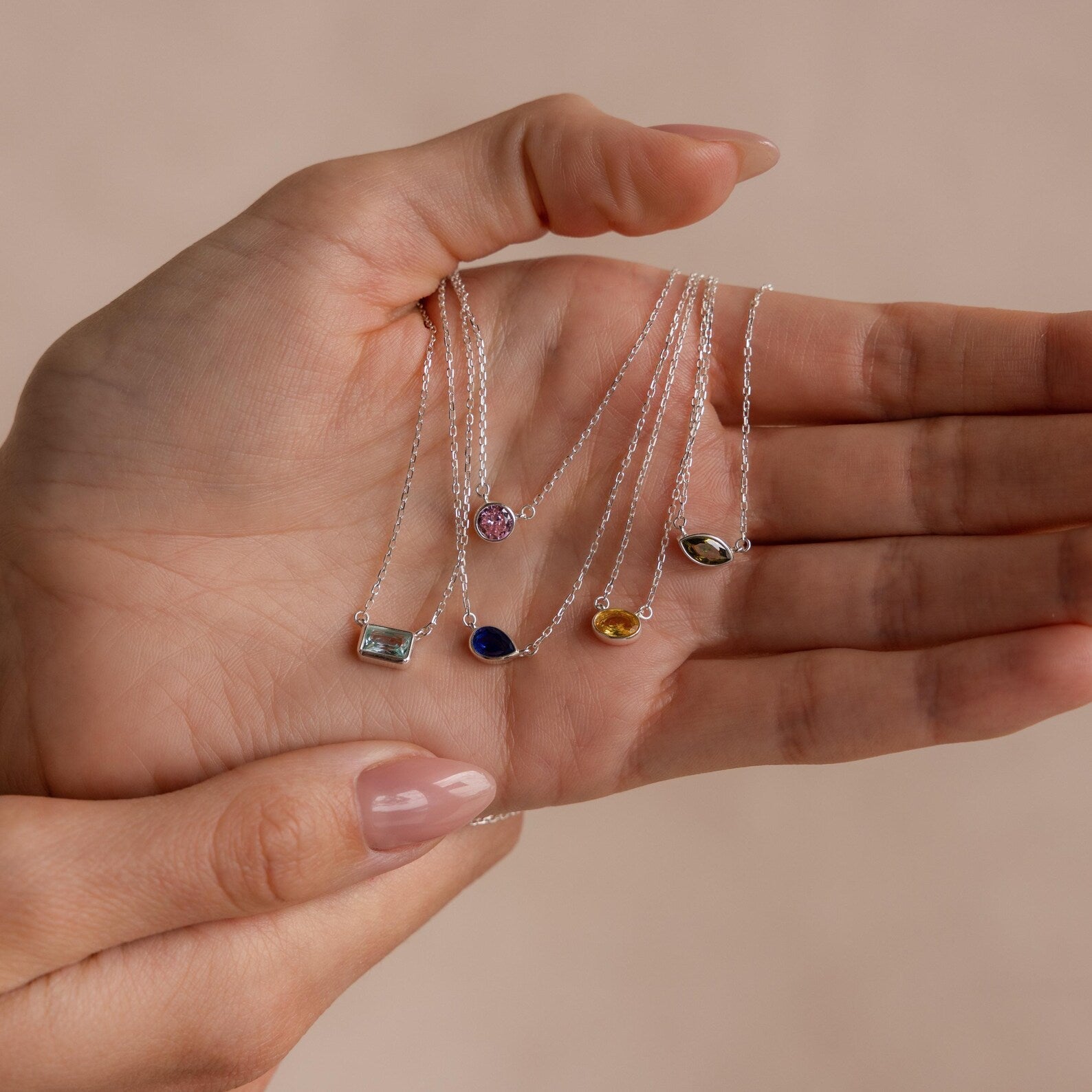 Custom Cut Birthstone Necklace