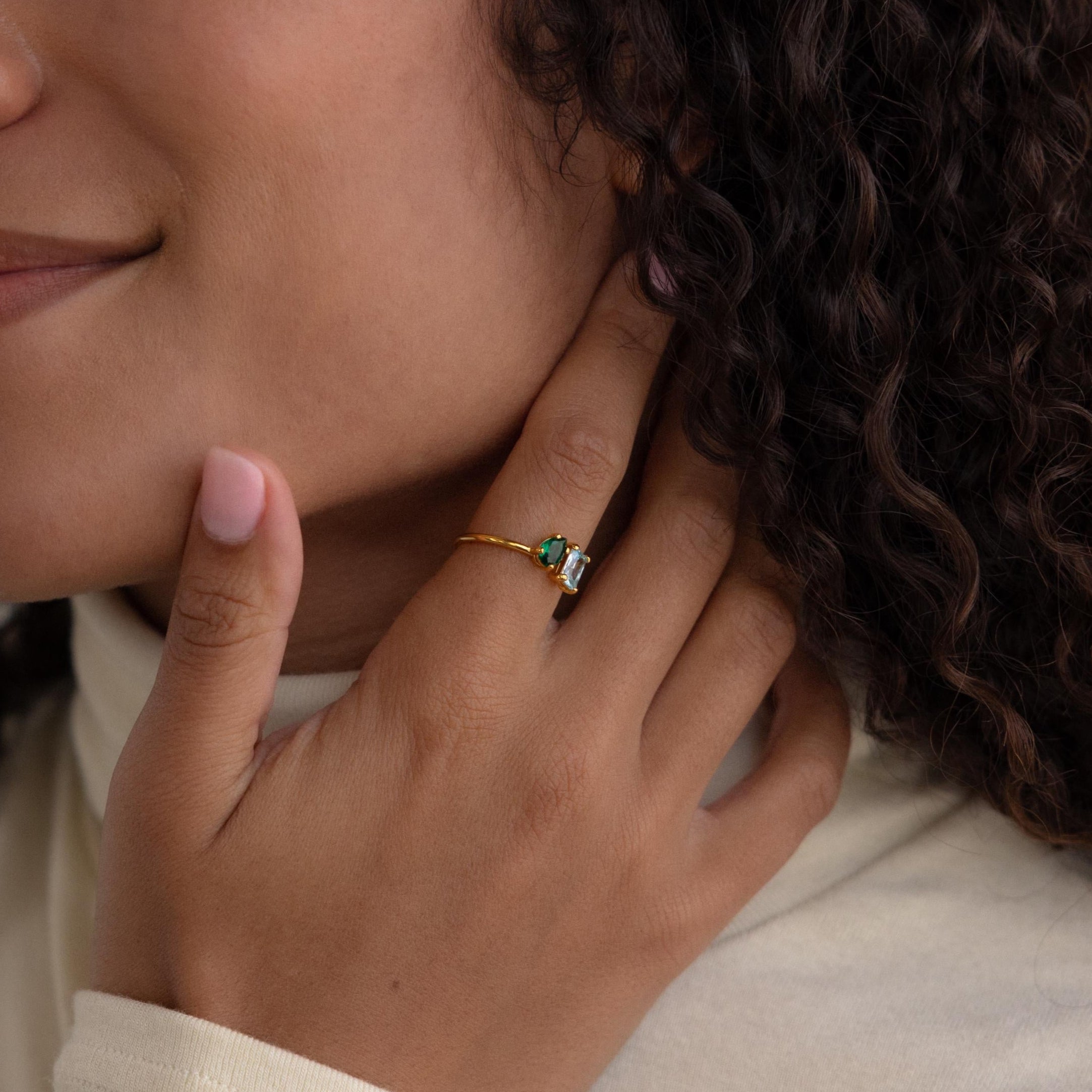 Open Toi et Moi Birthstone Ring